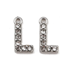 Letter L 304 из нержавеющей стали амулеты горный хрусталь, цвет нержавеющей стали, Письмо L, 9.5x5x2, отверстие : 1 мм