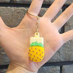 Ананас Силиконовый брелок для женщин, автомобильная подвеска-подвеска на сумку, эскимо, ананас, 50x30 мм