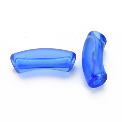 Royal Blue Transparent Acrylic Beads, Curved Tube, Royal Blue, 32x9.5x8mm, Hole: 1.8mm, about 330pcs/500g