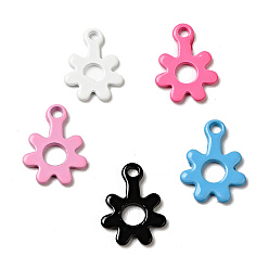 Mixed Color Spray Painted 201 Stainless Steel Charms, Flower Charms, Mixed Color, 11x8.5x1mm, Hole: 1.2mm