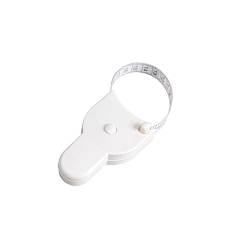 White PVC Retractable Body Measuring Tape, with ABS Handle, for Tailor, Sewing, Handcrafts, Clothes, White, 9x3cm