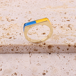 03 Fashionable Multicolor Geometric Open Ring for Women with Oil Drop Design