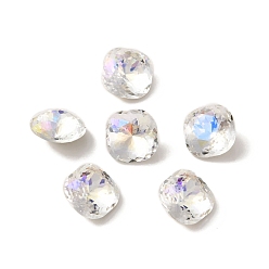 Moonlight K9 Glass Rhinestone Cabochons, Pointed Back & Back Plated, Faceted, Square, Moonlight, 10x10x6mm