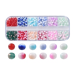 Mixed Color 48G 12Colors 6/0 Opaque Glass Seed Beads, Round Hole, Rondelle, Mixed Color, 4~4.5x3~4mm, Hole: 0.8~1.5mm, 4G/color