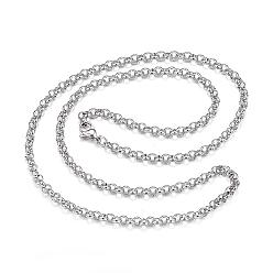 Stainless Steel Color 304 Stainless Steel Necklaces, Rolo Chain Necklaces, Stainless Steel Color, 23.62 inch(60cm)
