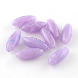 Lilac Oval Imitation Gemstone Acrylic Beads, Lilac, 31x12mm, Hole: 3mm, about 170pcs/500g