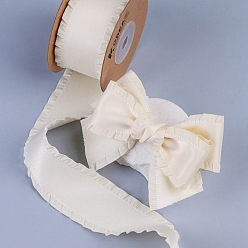 Floral White 10 Yards Polyester Ruffled Ribbons, for Bowknot, Clothing Ornament, Floral White, 1 inch(25mm)