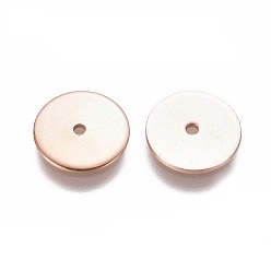 Rose Gold Ion Plating(IP) 304 Stainless Steel Spacer Beads, Flat Round, Rose Gold, 6x0.8mm, Hole: 1mm