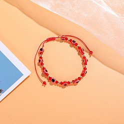 Красный Браслеты из плетеных бусин из смолы от сглаза, регулируемые браслеты для женщин, красные