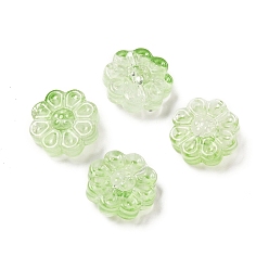 Lime Spray Painted Transparent Glass Beads, Sunflower, Lime, 14x14.5x6.5mm, Hole: 1.2mm