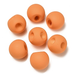 Dark Orange Rubberized Acrylic Beads, Round, Top Drilled, Dark Orange, 18x18x18mm, Hole: 3mm