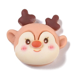 Олень Кабошоны из смолы, Новогодняя тема, олень, 21.5x22x9 мм