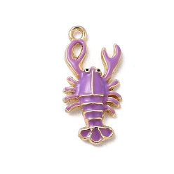 Средняя Орхидея Подвески из эмали и сплава, омар, золотые, средне орхидеи, 24.5x12x3.5 мм, отверстие : 1.7 мм
