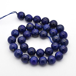 Lapis Lazuli Dyed Natural Lapis Lazuli Round Beads Strands, 10mm, Hole: 1mm, about 39pcs/strand, 15.7 inch