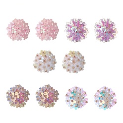 Mixed Color PVC Paillette Flower Clip-on Earrings, Golden Tone 304 Stainless Steel Earring for Women, Mixed Color, 20.5~21.5x15mm