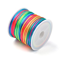 Colorful 30M Nylon Rattail Satin Cord, Beading String, for Chinese Knotting, Jewelry Making, Colorful, 1mm, about 32.81 Yards(30m)/Roll