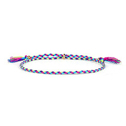 14 Adjustable Colorful Beaded Friendship Bracelet with Braided Pull Cord - Handmade