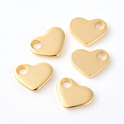 Golden 201 Stainless Steel Charms, Stamping Blank Tag, Heart, Golden, 7~8x9~10x1.5mm, Hole: 2mm