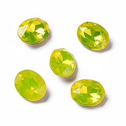 Citrine Opal Style Eletroplate K9 Glass Rhinestone Cabochons, Pointed Back & Back Plated, Oval, Citrine, 10x8x4.5mm