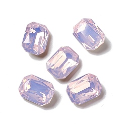 Rose Water Opal Opal Style K9 Glass Rhinestone Cabochons, Pointed Back & Back Plated, Octagon Rectangle, Rose Water Opal, 14x10x5.5mm