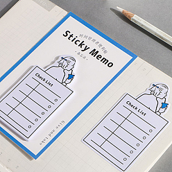 Bleu Dodger Bloc-notes papier motif fille notes autocollantes avec feuille, onglets d'autocollants, pour la lecture de l'école de bureau, Dodger bleu, 130x85mm, 30 feuille/livre
