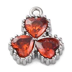 (123L) Белый крем непрозрачный блеск Ионное покрытие (IP) 304 подвески из циркония из нержавеющей стали, цветок с подвесками в виде сердечек, реальный 18 k позолоченный, огнеупорный кирпич, 11.5x10.5x3 мм, отверстие : 1.2 мм