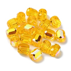 Gold AB Color Plated Glass Beads, Faceted Barrel, Gold, 8.5x7.5mm, Hole: 1.4mm