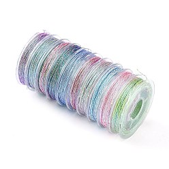 Purple 10 Rolls 3-Ply Metallic Polyester Threads, Round, for Embroidery and Jewelry Making, Purple, 0.3mm, about 24 yards(22m)/roll, 10 rolls/group