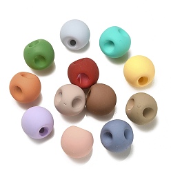 Couleur Mélangete Perles acryliques caoutchoutées, ronde, top foré, couleur mixte, 18x18x18mm, Trou: 3mm