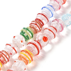 Colorful Round Handmade Clear Lampwork Beads Strands, Colorful, 13~13.5x11.5mm, Hole: 1.2mm, about 30pcs/strand, 13.58~13.78 inch(34.5~35cm)