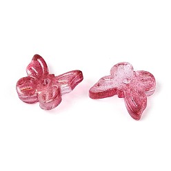 Индийский Красный Прозрачные брызги окрашенные стеклянные подвески, с блеском порошок, бабочка, Индийская красная, 9.5x11x3 мм, отверстие : 0.8 мм