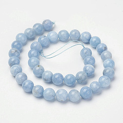 Light Sky Blue Natural & Dyed Malaysia Jade Bead Strands, Round, Light Sky Blue, 6mm, Hole: 0.8mm, about 64pcs/strand, 15 inch