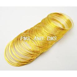 Golden Memory Wire, Steel Wire, Golden, 22 Gauge, 0.6mm, Inner Diameter: 65mm, about 1500 circles/1000g