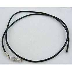 Platinum Imitation Leather Necklace Cord, Platinum, Black, 1.5mm in diameter, 18 inch