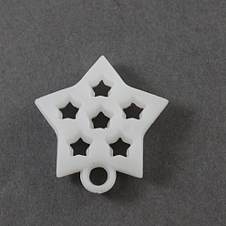 White Opaque Acrylic Pendants, Star, White, 30x27x6mm, Hole: 4mm, about 320pcs/500g