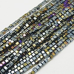 Шифер Серый Стеклянные бусины с гальваническим покрытием , граненые, кубические, шифер серый, 6x6x6 мм