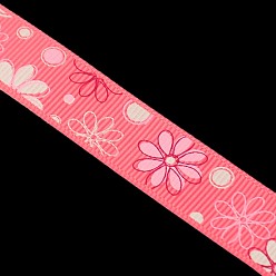 Ярко-Розовый Цветок печатных Grosgrain ленты, ярко-розовый, 3/8 дюйм (10 мм), около 100 ярдов / рулон (91.44 м / рулон)
