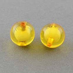Goldenrod Transparent Acrylic Beads, Bead in Bead, Round, Goldenrod, 8mm, Hole: 2mm, about 2050pcs/500g