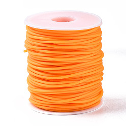 Оранжевый Полая труба ПВХ трубчатый синтетический каучуковый шнур, обернутый вокруг белой пластиковой катушке, оранжевые, 2 мм, отверстие : 1 мм, около 54.68 ярдов (50 м) / рулон