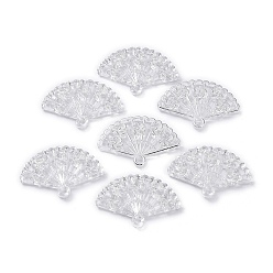 Silver Transparent Acrylic Pendants, Fan, Silver, 29x43x4mm, Hole: 2.6mm, about 294pcs/500g