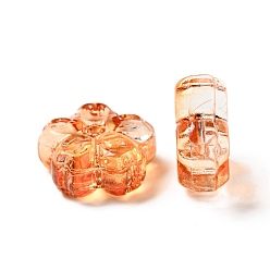 Dark Orange Transparent Normal Glass Beads, Flower, Dark Orange, 13x13.5x6mm, Hole: 1.2mm