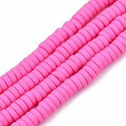 Hot Pink Handmade Polymer Clay Beads, Disc/Flat Round, Heishi Beads
, Hot Pink, 5.5x2mm, Hole: 1.5mm, about 162~184pcs/strand, 15.94 inch~16.34 inch(40.5~41.5cm)