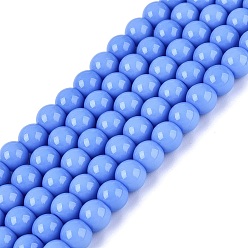 Васильковый Непрозрачные сплошные цветные стеклянные бусины, круглые, васильковый, 6~6.5 мм, отверстие : 1.4 мм, около 67~70 шт / нитка, 14.76 дюйм ~ 15.16 дюйм (37.5~38.5 см)