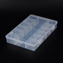Clear Plastic Bead Containers, 13 Compartments, Dividers are moveable, Clear, 27x17.9x4.3cm