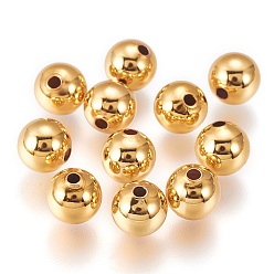 Golden Brass Beads, Long-Lasting Plated, Round, Golden, 4x3.5mm, Hole: 1.6mm