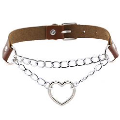 Light brown Stylish Heart-Shaped Chain Collar Necklace for Fashionable Trendsetters