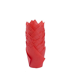 Roja Tazas para hornear magdalenas de papel de tulipán, moldes para muffins a prueba de grasa soportes para hornear envoltorios, rojo, 50x80 mm