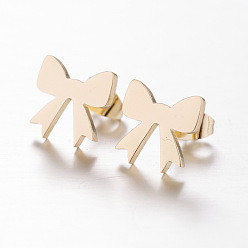 Золотой Симпатичные серьги-гвоздики из нержавеющей стали с бантом - милый и модный дизайн в виде бабочки.