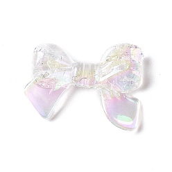 Clear UV Plating Rainbow Iridescent Transparent Acrylic Crackle Beads, Bowknot, Clear, 24x33x7mm, Hole: 2mm