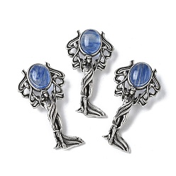 Стеклянный Камень Арбуза Ангел латунный арбузный камень стеклянные подвески, с целью перехода в кольце, античное серебро, 38x19.5x7.5~9.5 мм, отверстие : 2x6.5 мм